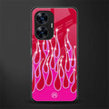 y2k magenta glittery flames back phone cover | glass case for realme c55