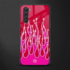 y2k magenta glittery flames glass case for oneplus nord ac2001 image