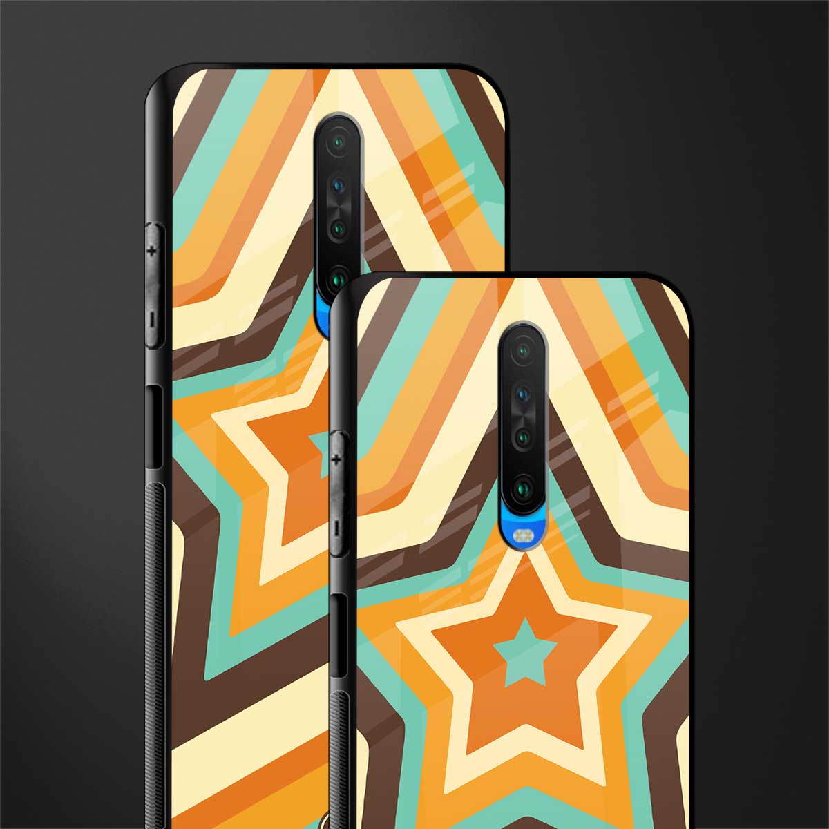 y2k orange brown stars glass case for poco x2 image-2