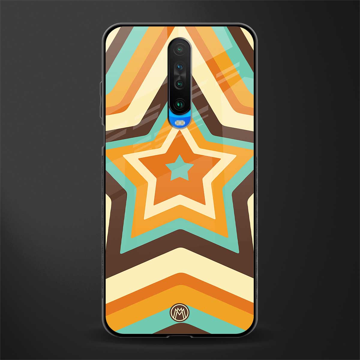 y2k orange brown stars glass case for poco x2 image