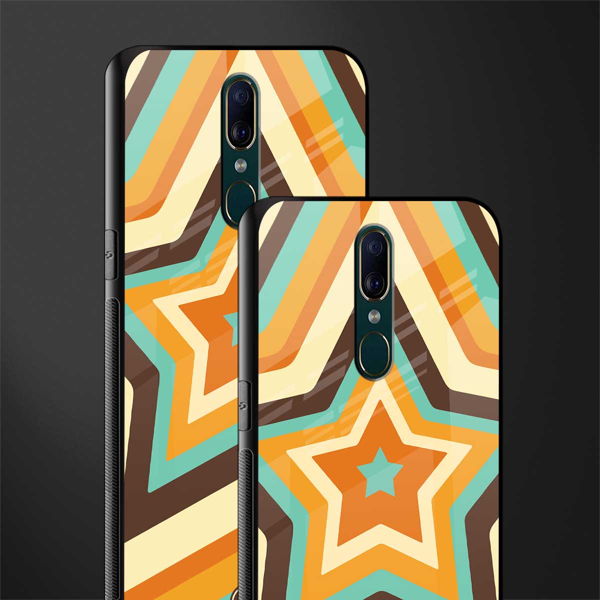 y2k orange brown stars glass case for oppo f11 image-2