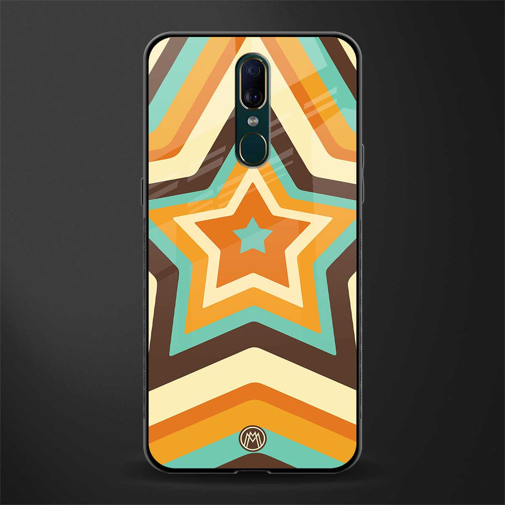 y2k orange brown stars glass case for oppo a9 image