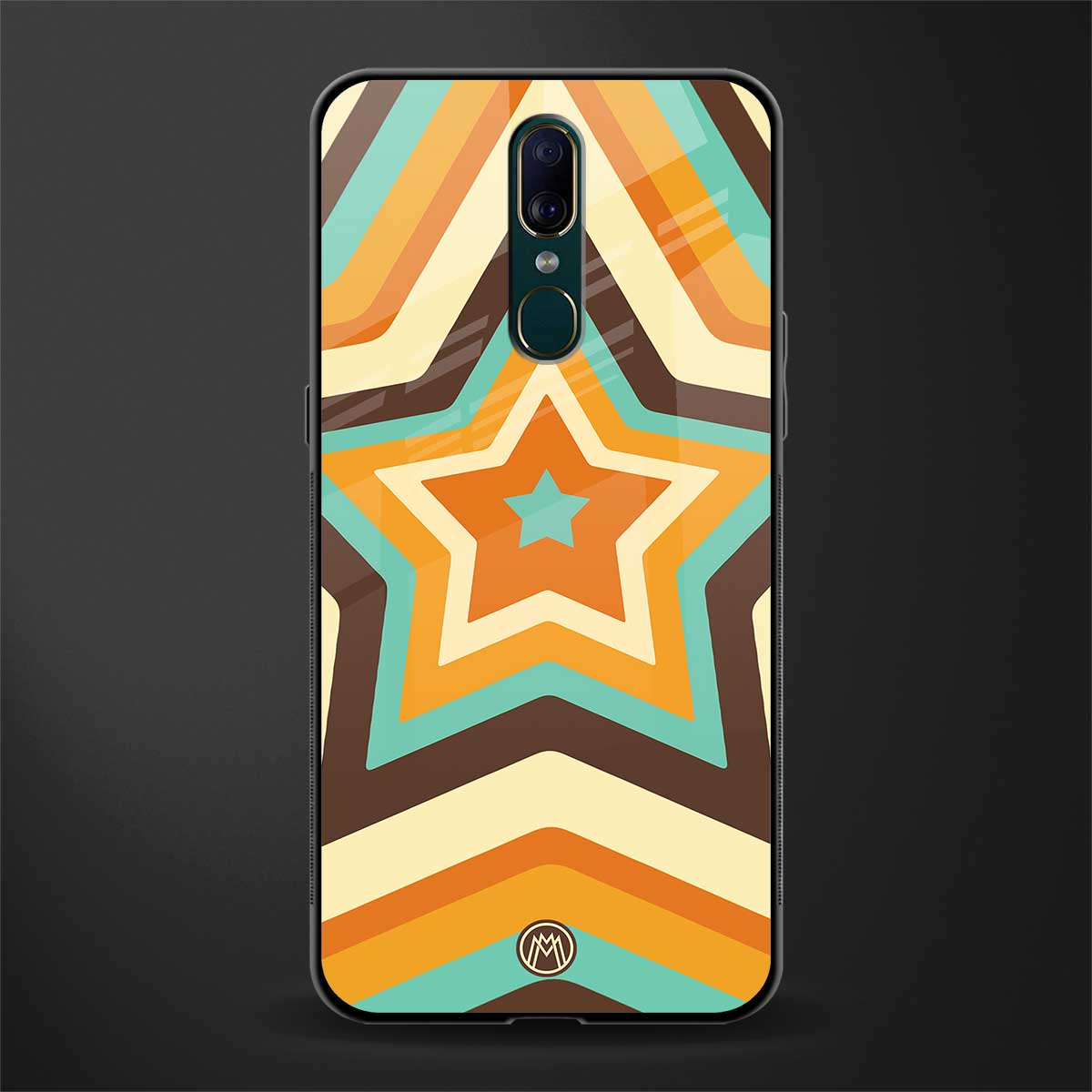y2k orange brown stars glass case for oppo a9 image