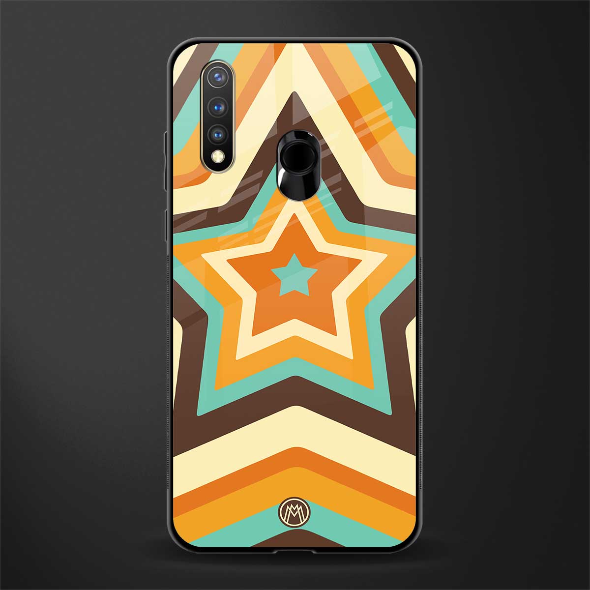y2k orange brown stars glass case for vivo y19 image