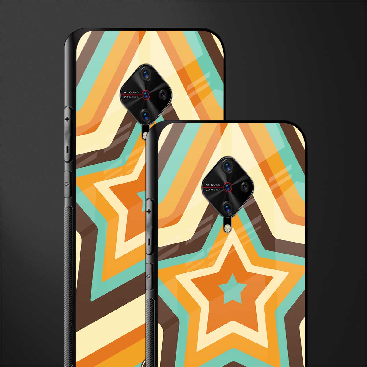 y2k orange brown stars glass case for vivo s1 pro image-2