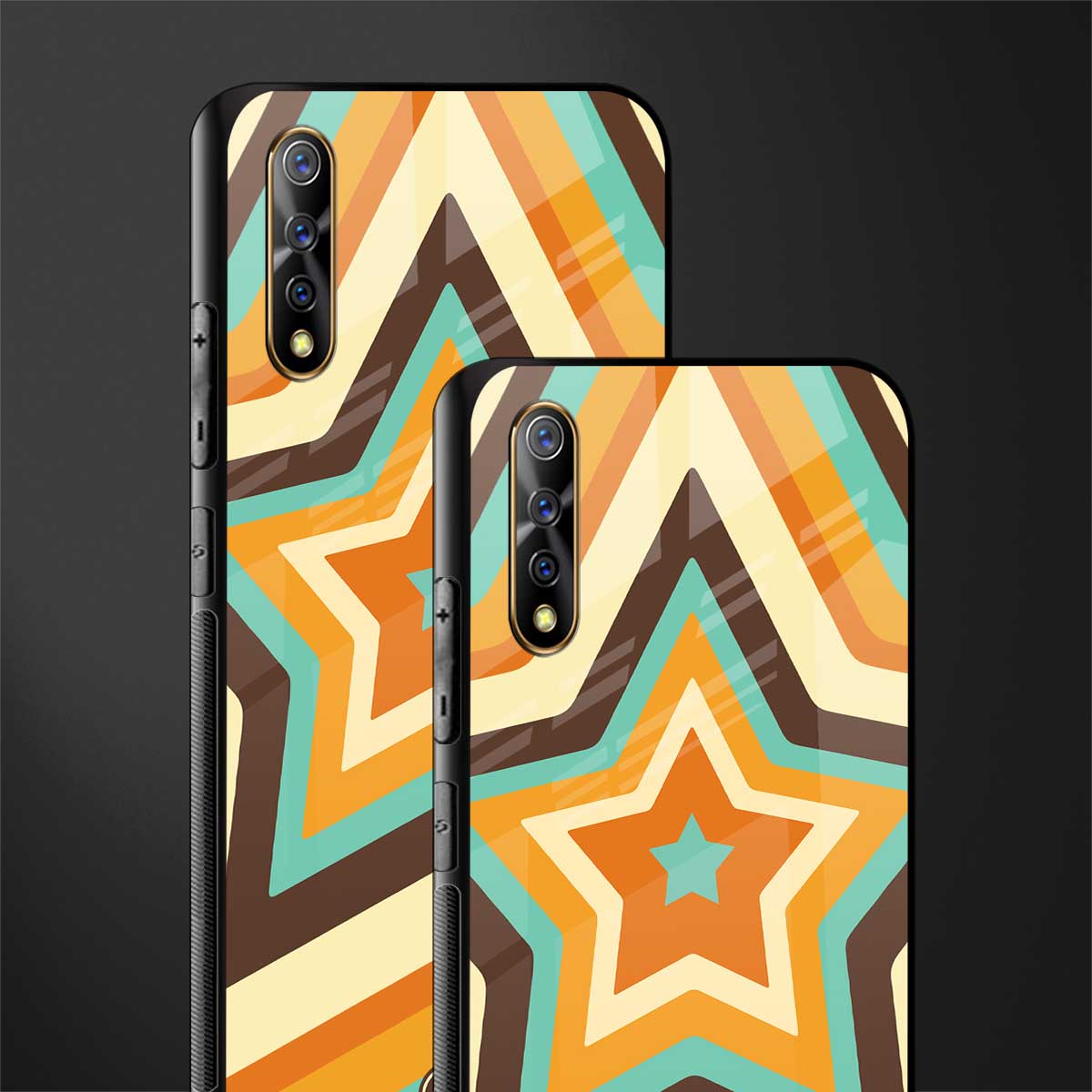 y2k orange brown stars glass case for vivo s1 image-2