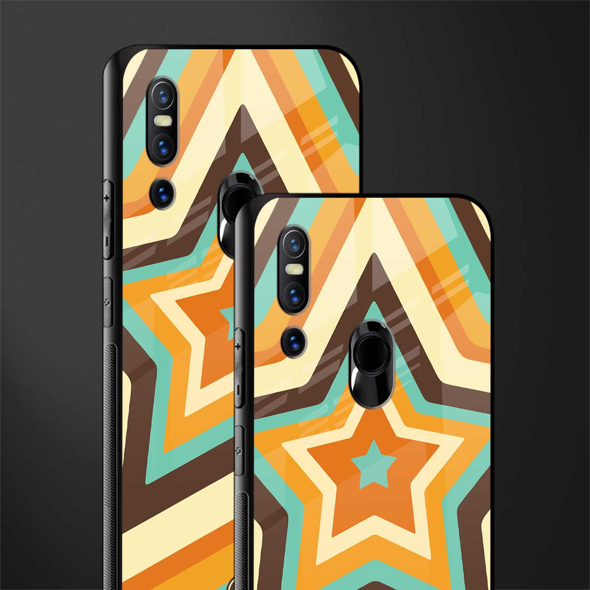 y2k orange brown stars glass case for vivo v15 image-2