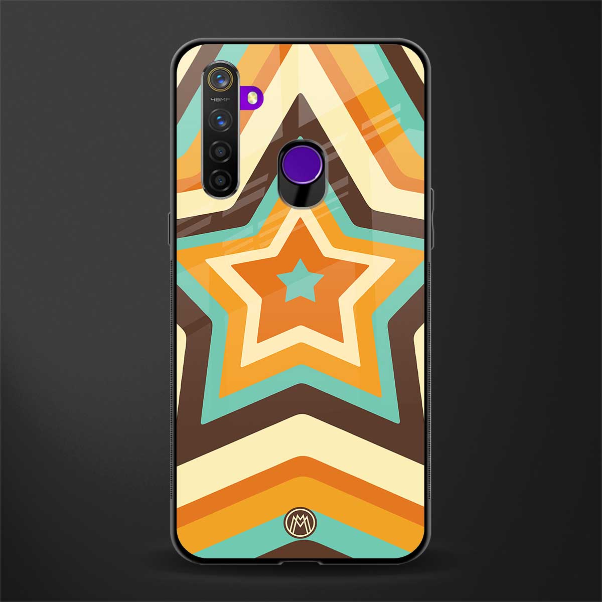 y2k orange brown stars glass case for realme narzo 10 image