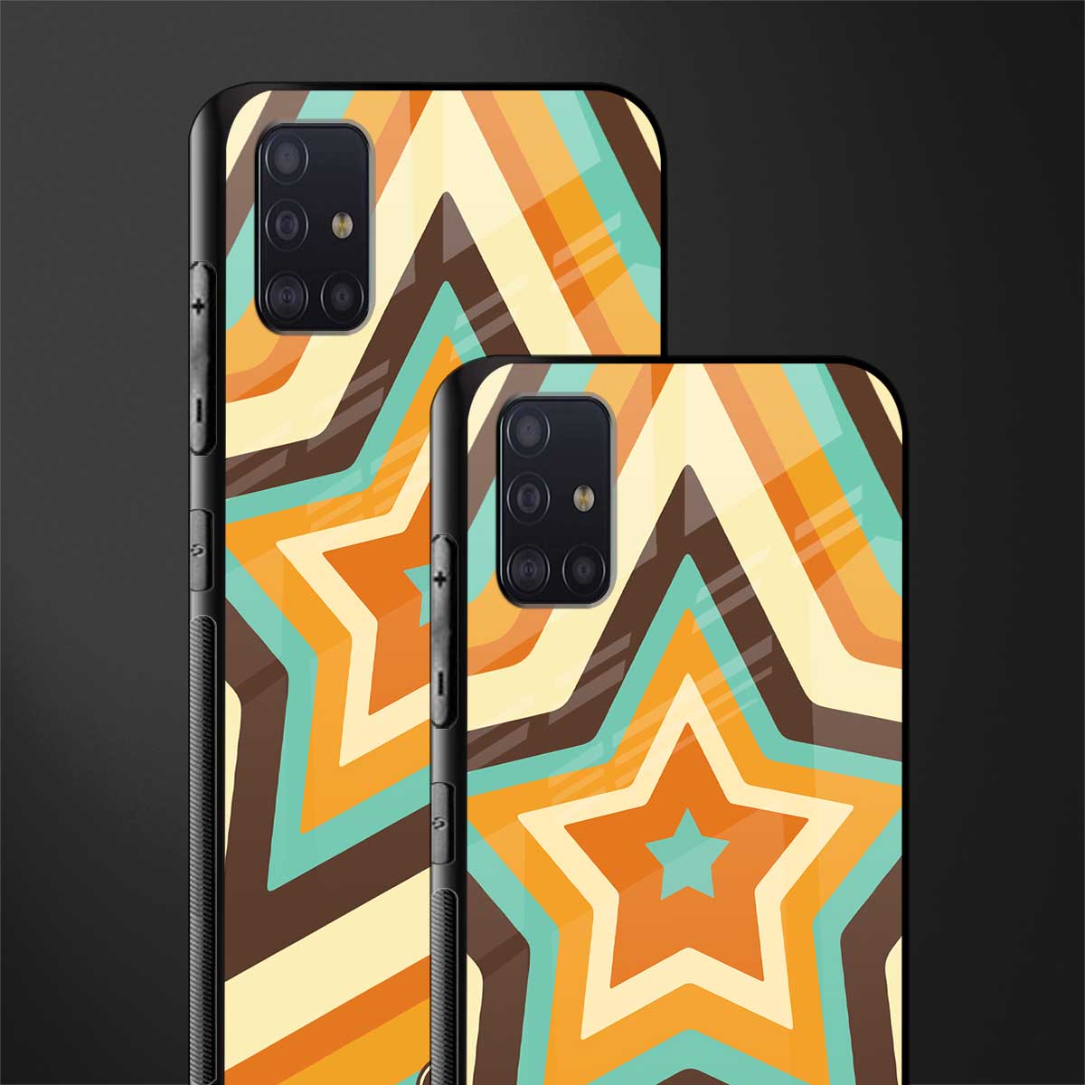 y2k orange brown stars glass case for samsung galaxy a71 image-2