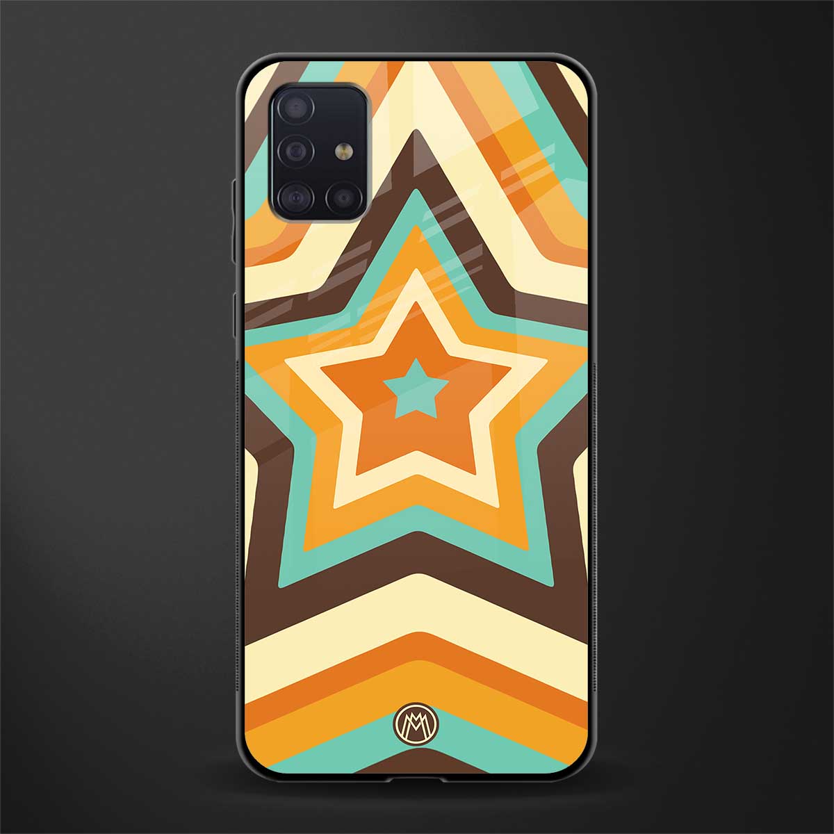 y2k orange brown stars glass case for samsung galaxy a71 image