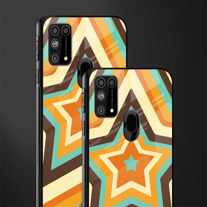 y2k orange brown stars glass case for samsung galaxy f41 image-2