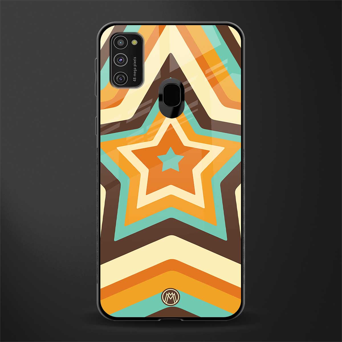 y2k orange brown stars glass case for samsung galaxy m21 image