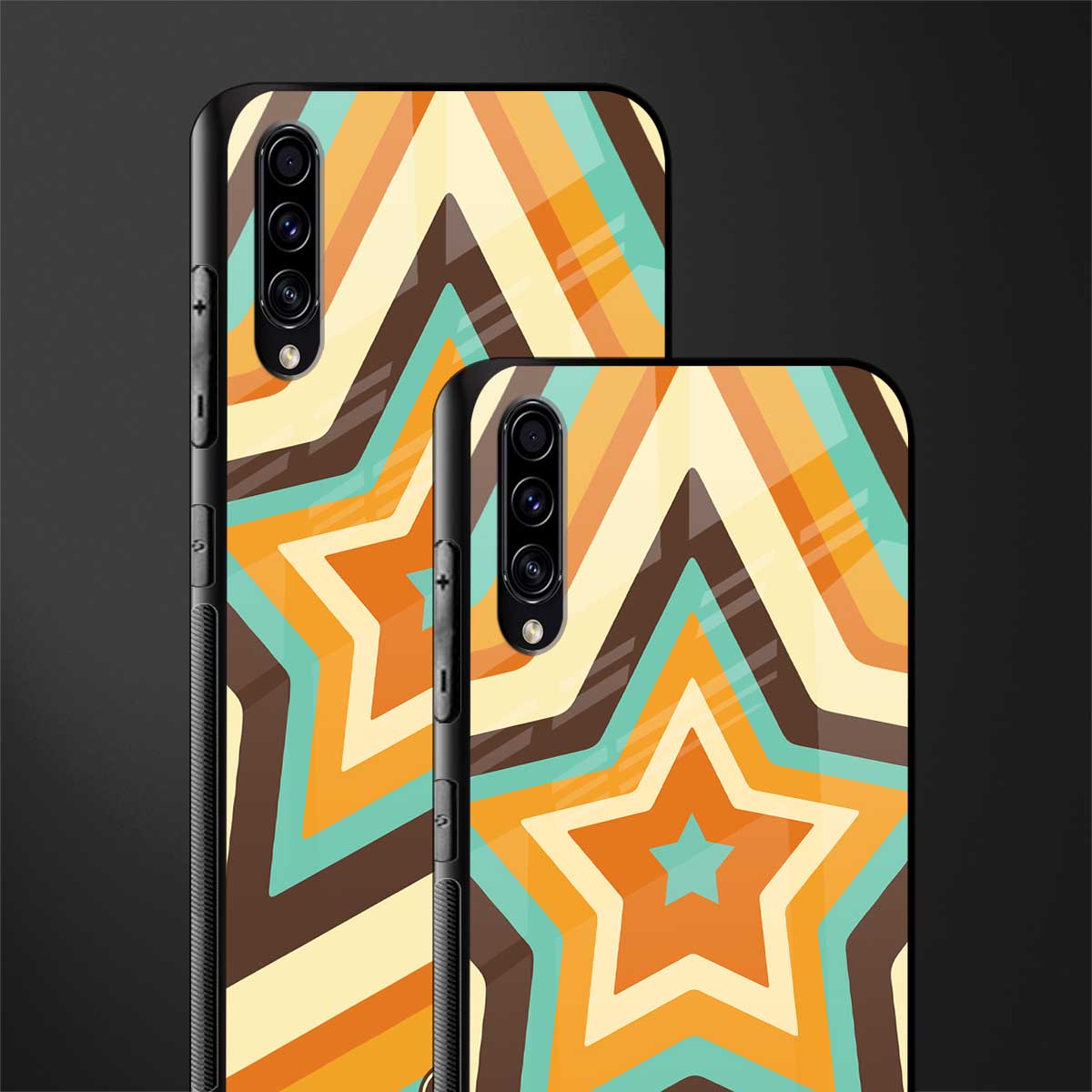 y2k orange brown stars glass case for samsung galaxy a50 image-2