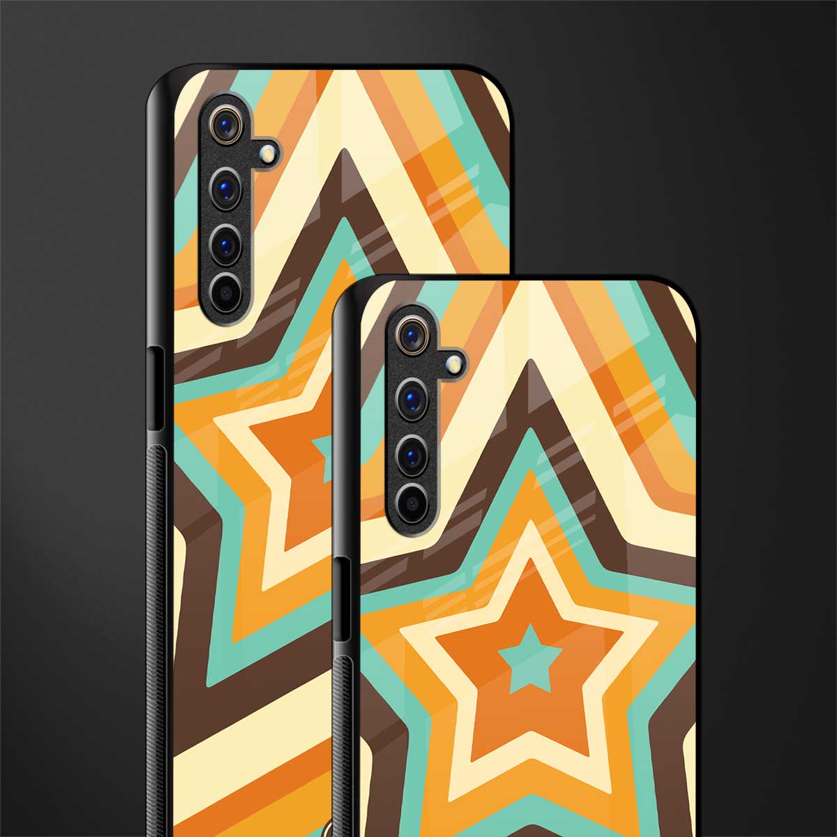 y2k orange brown stars glass case for realme 6i image-2