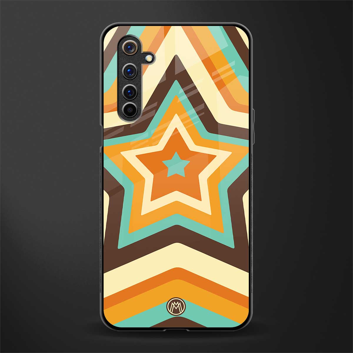 y2k orange brown stars glass case for realme 6i image