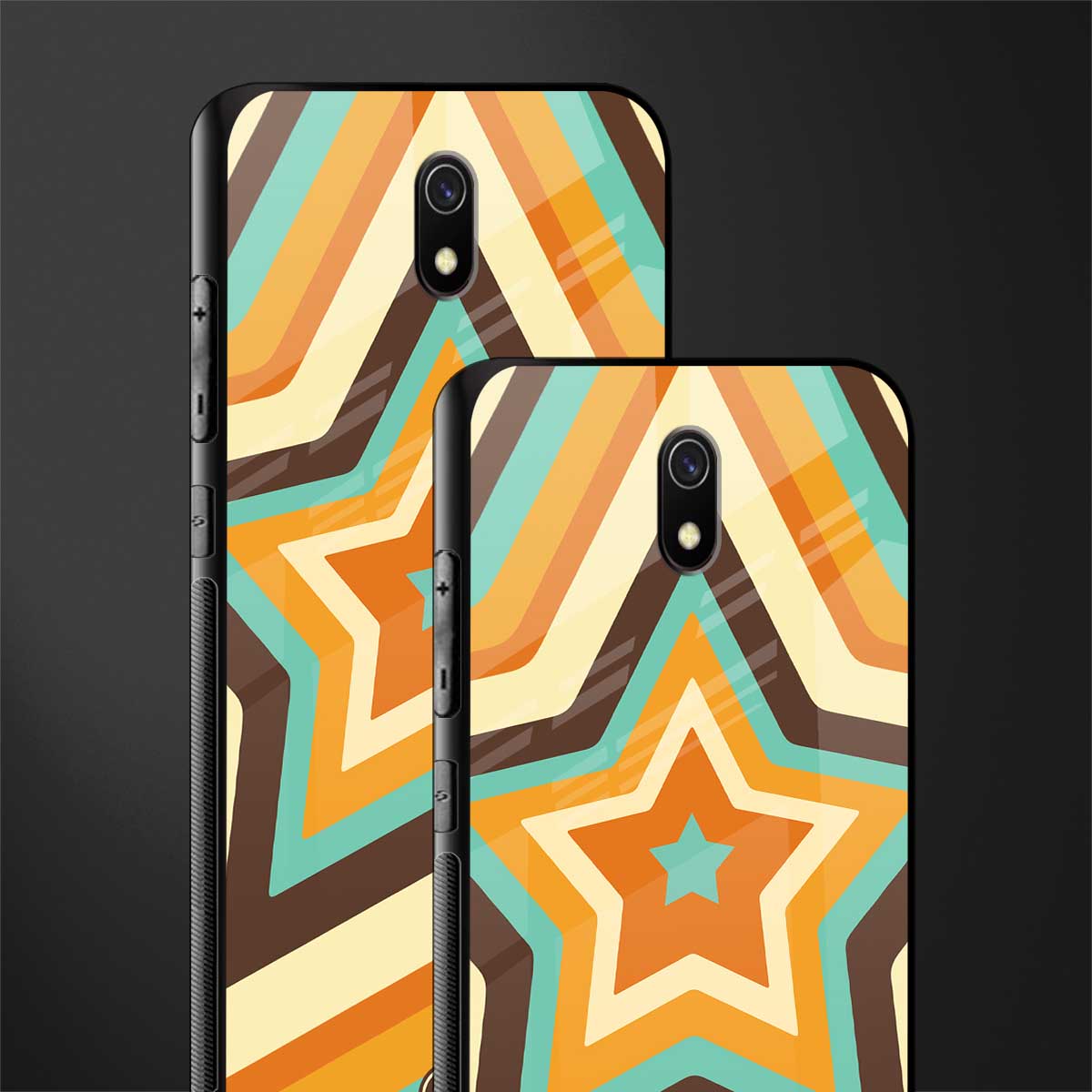 y2k orange brown stars glass case for redmi 8a image-2
