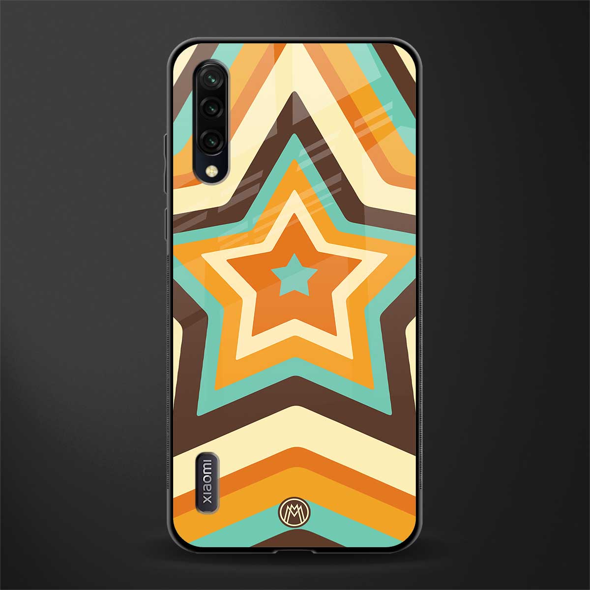 y2k orange brown stars glass case for mi a3 redmi a3 image