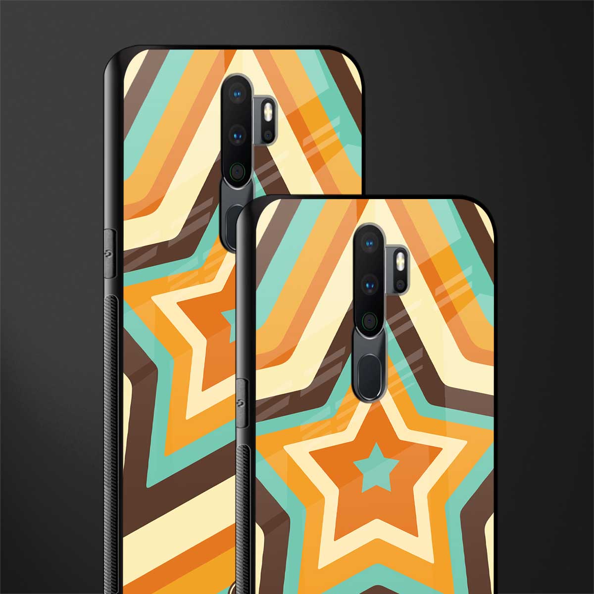 y2k orange brown stars glass case for oppo a9 2020 image-2