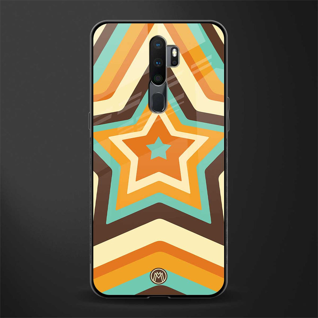 y2k orange brown stars glass case for oppo a5 2020 image