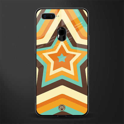 y2k orange brown stars glass case for oppo a12 image