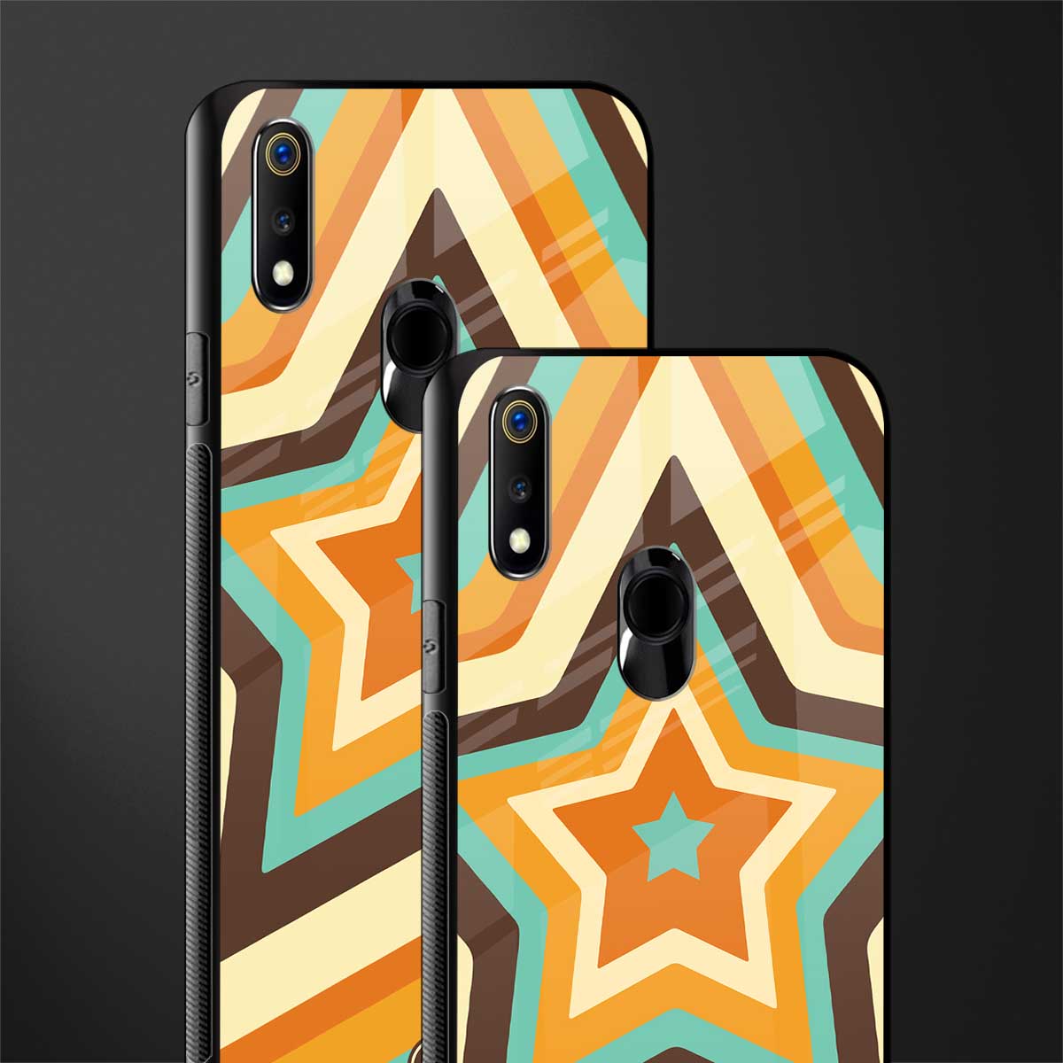 y2k orange brown stars glass case for realme 3 pro image-2
