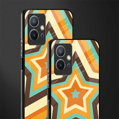 y2k orange brown stars glass case for vivo t1 5g image-2