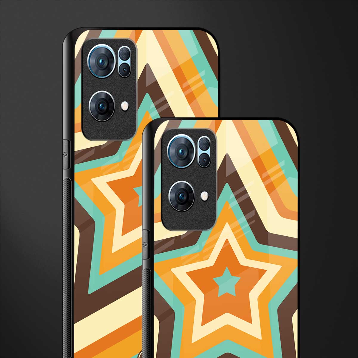 y2k orange brown stars glass case for oppo reno7 pro 5g image-2