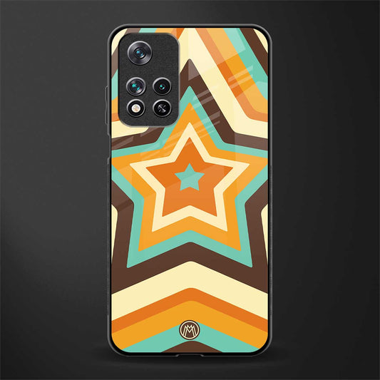 y2k orange brown stars glass case for poco m4 pro 5g image