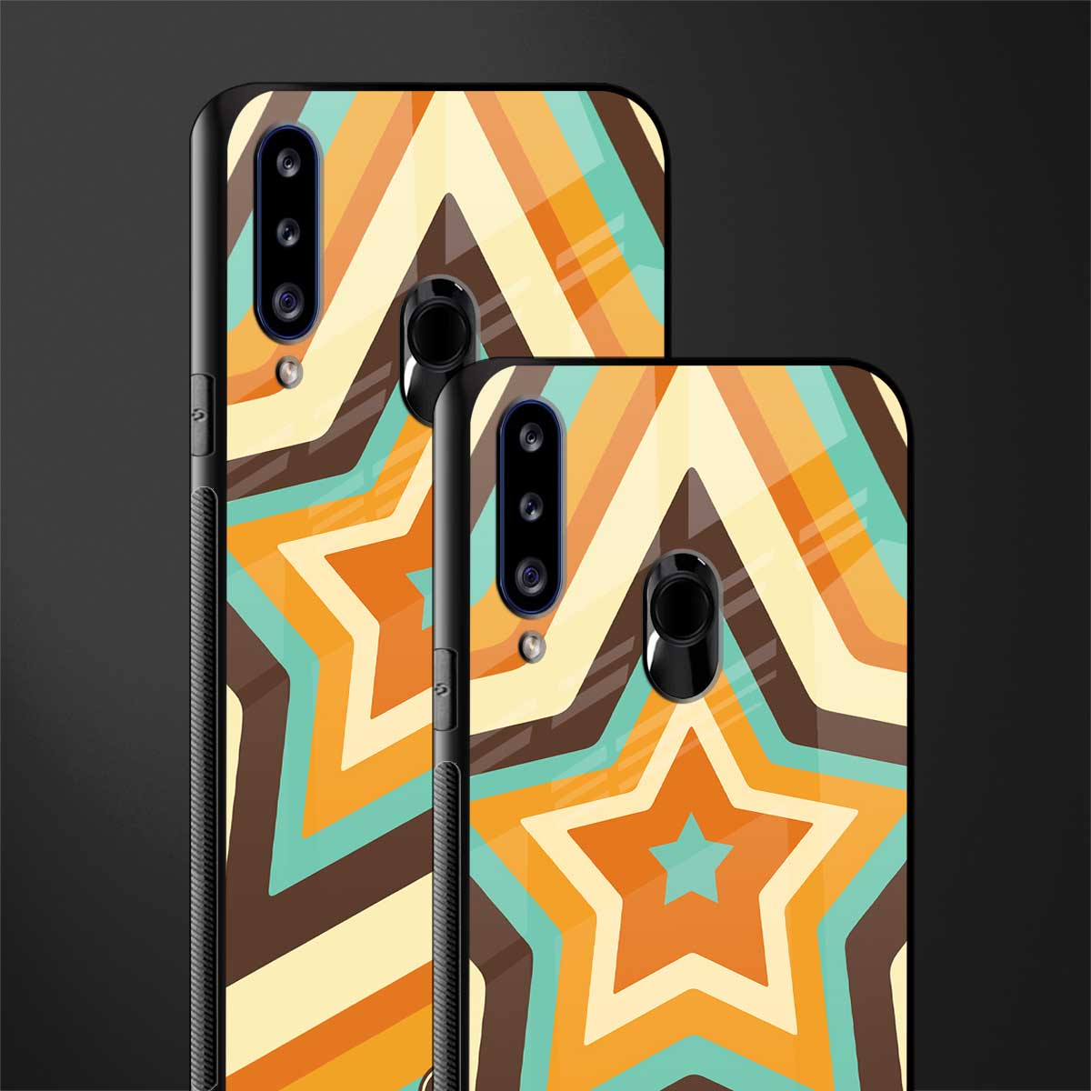 y2k orange brown stars glass case for samsung galaxy a20s image-2