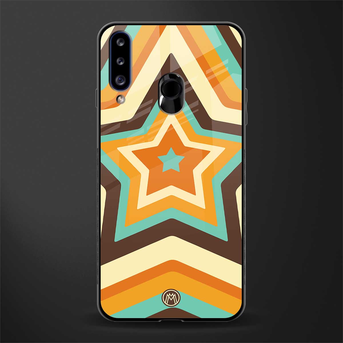 y2k orange brown stars glass case for samsung galaxy a20s image