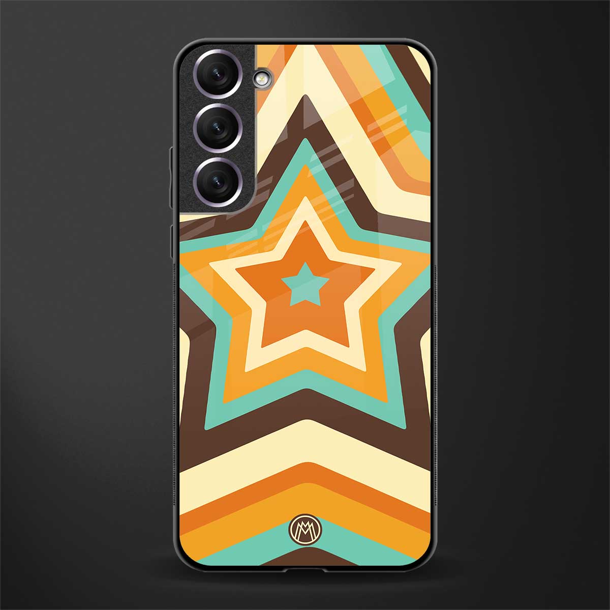 y2k orange brown stars glass case for samsung galaxy s21 image