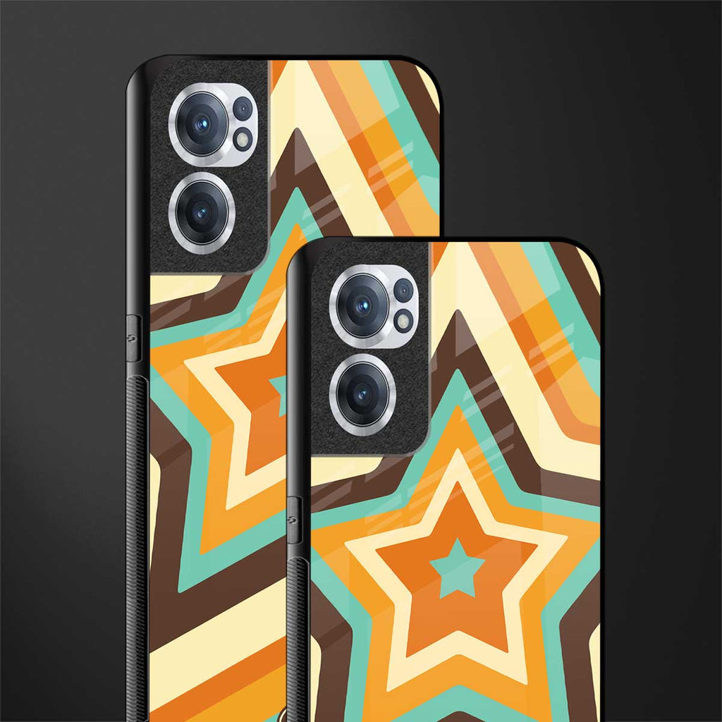 y2k orange brown stars glass case for oneplus nord ce 2 5g image-2