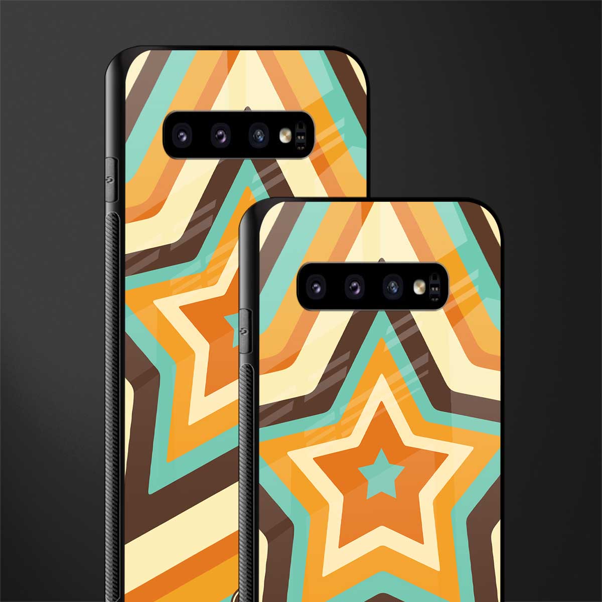 y2k orange brown stars glass case for samsung galaxy s10 plus image-2
