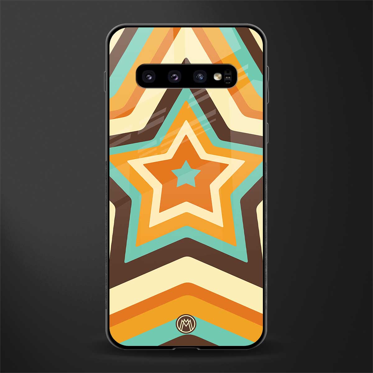 y2k orange brown stars glass case for samsung galaxy s10 image
