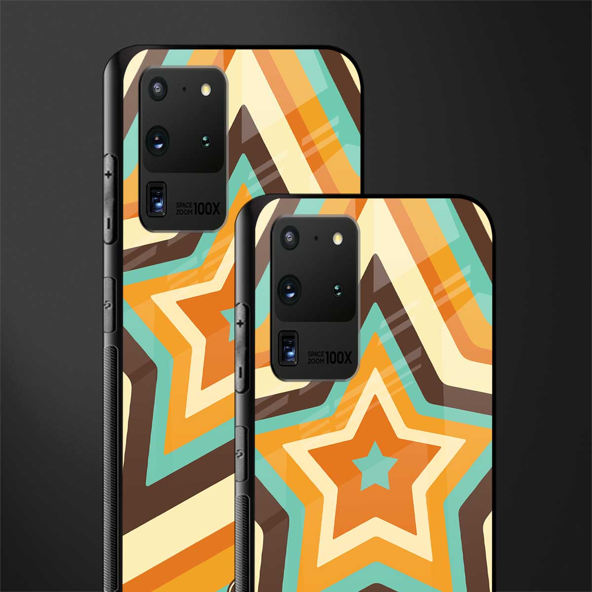 y2k orange brown stars glass case for samsung galaxy s20 ultra image-2
