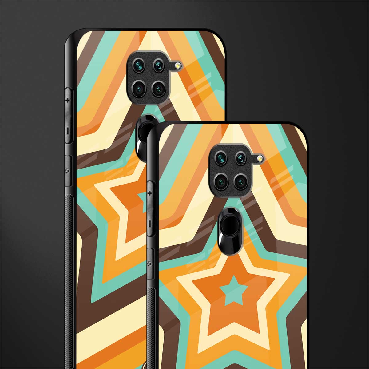y2k orange brown stars glass case for redmi note 9 image-2
