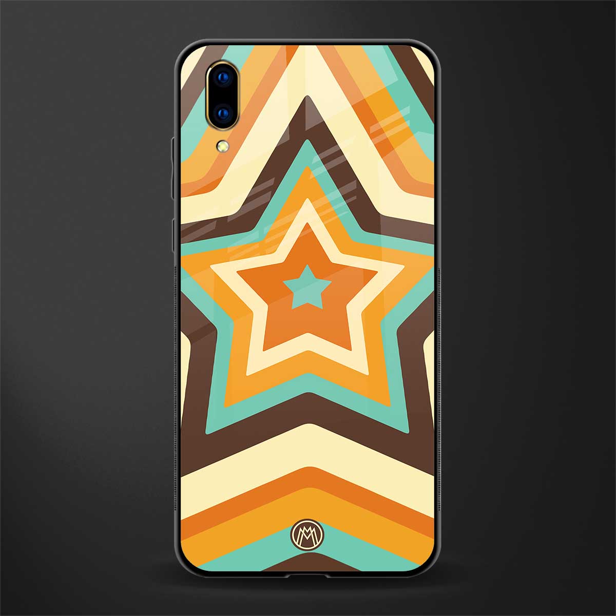 y2k orange brown stars glass case for vivo v11 pro image