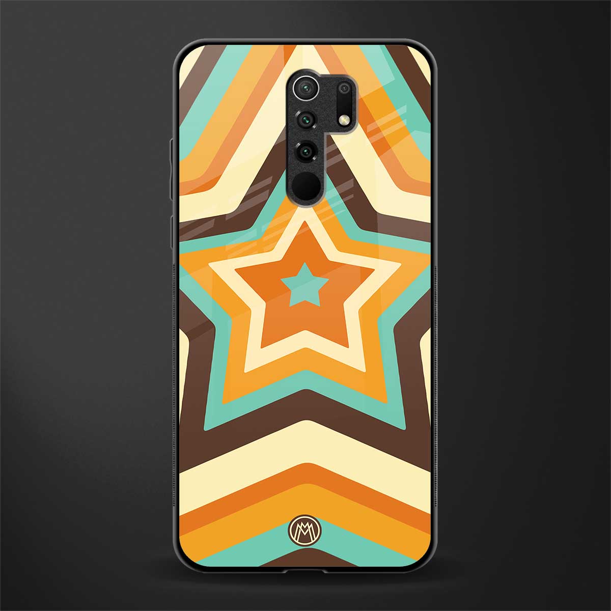 y2k orange brown stars glass case for poco m2 image