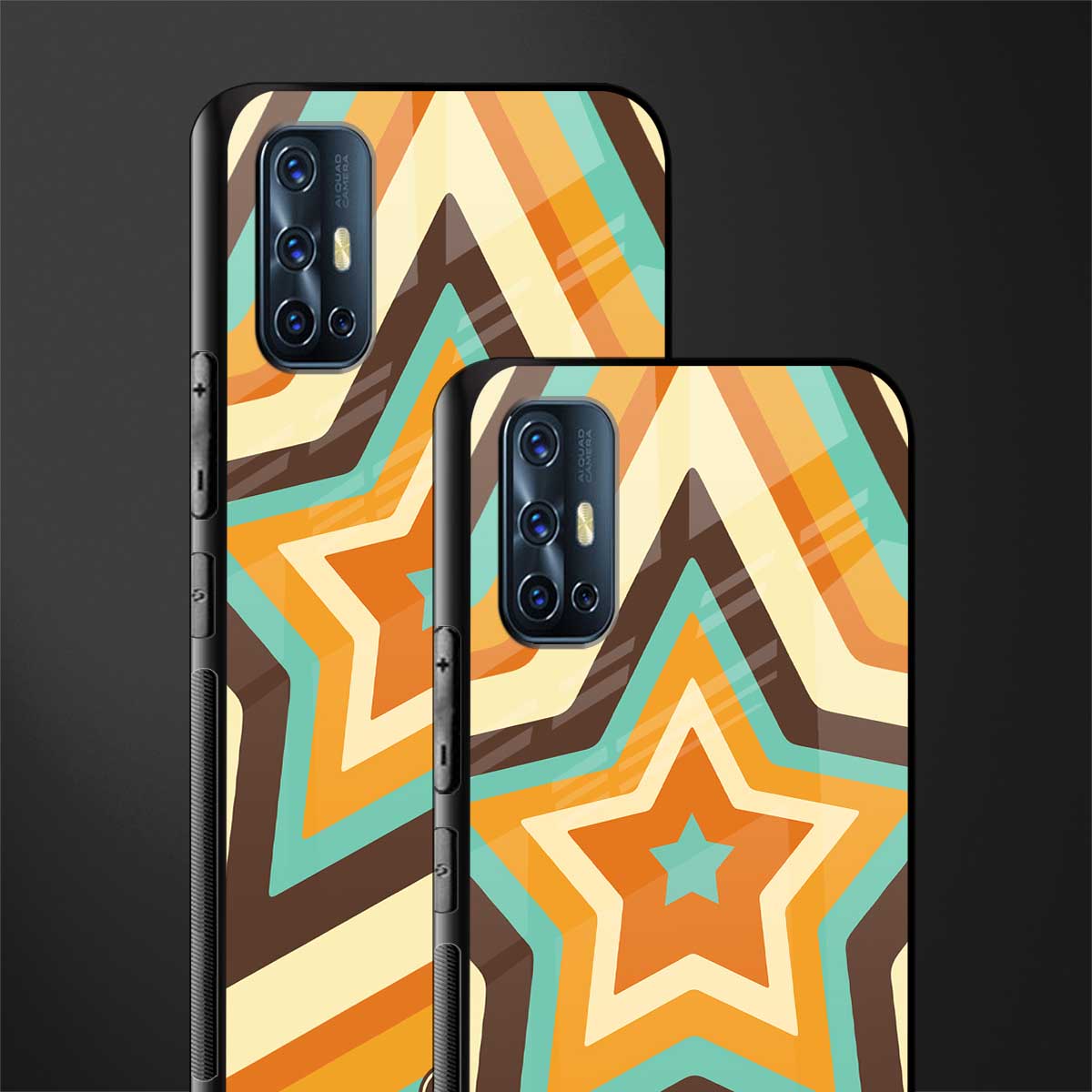 y2k orange brown stars glass case for vivo v17 image-2