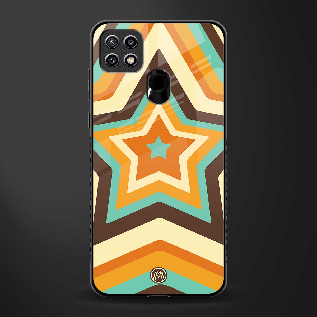 y2k orange brown stars glass case for oppo a15 image