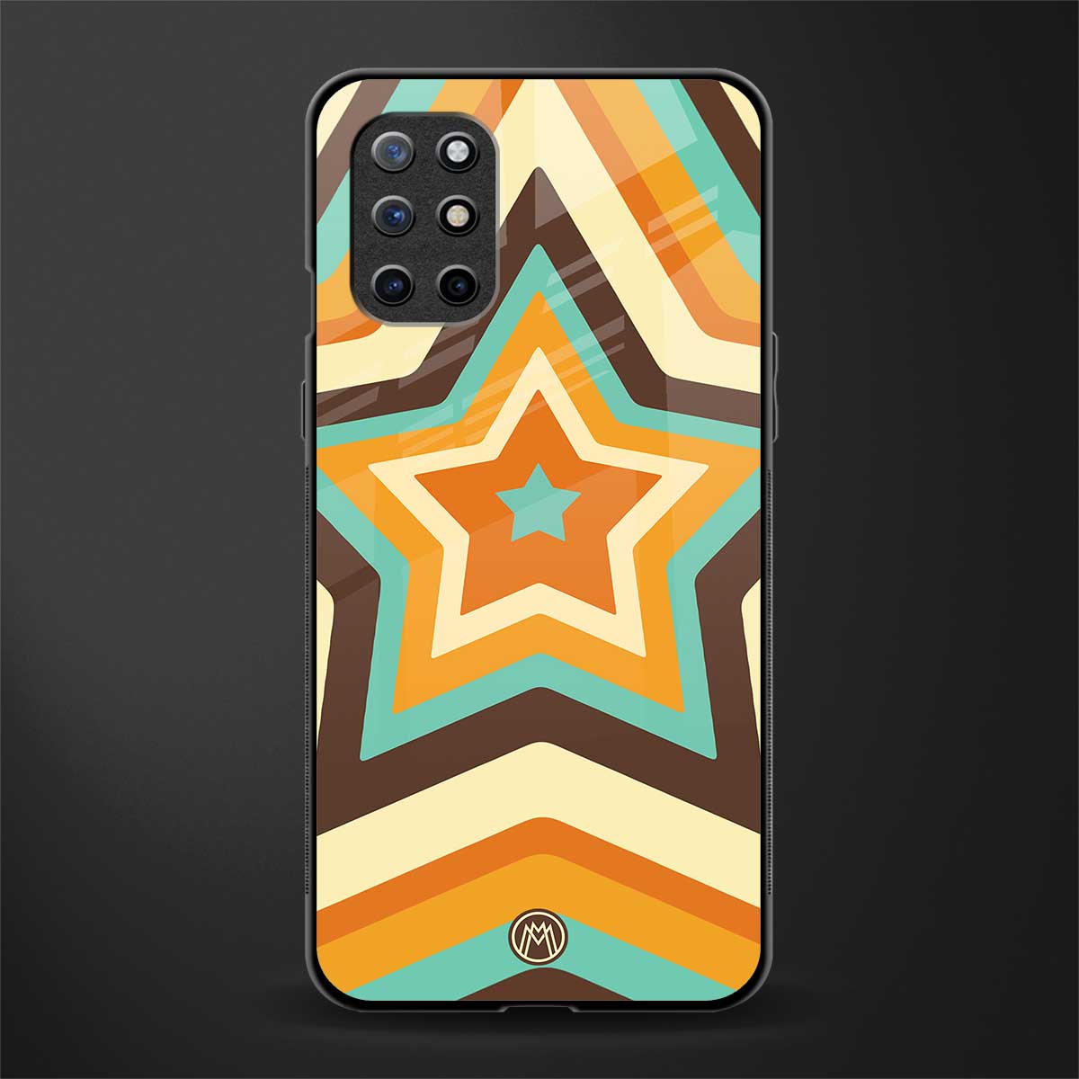 y2k orange brown stars glass case for oneplus 8t image