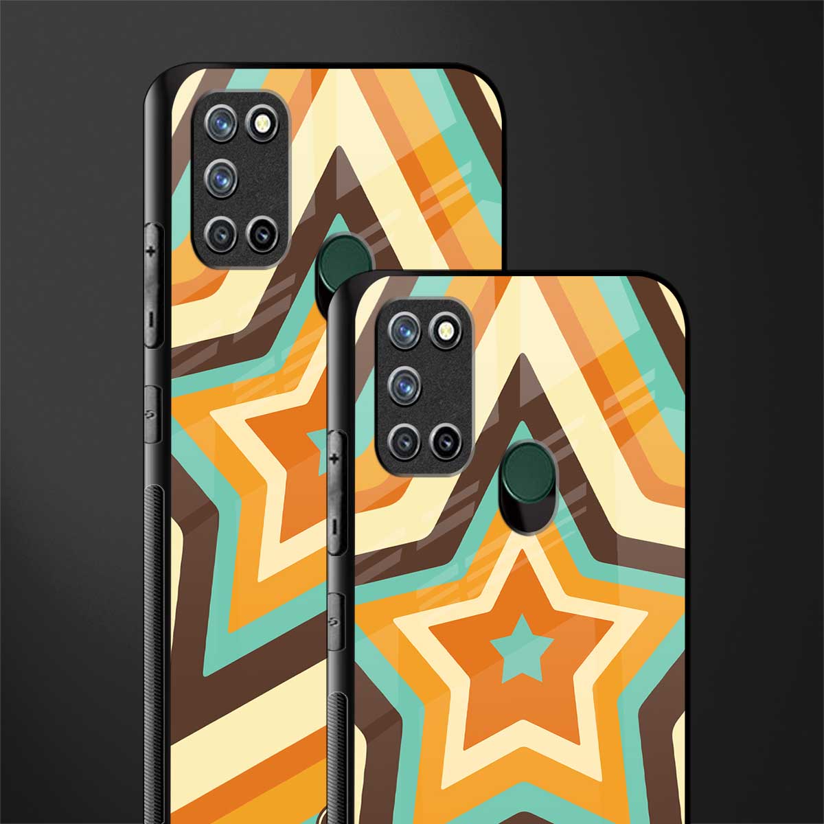 y2k orange brown stars glass case for realme 7i image-2