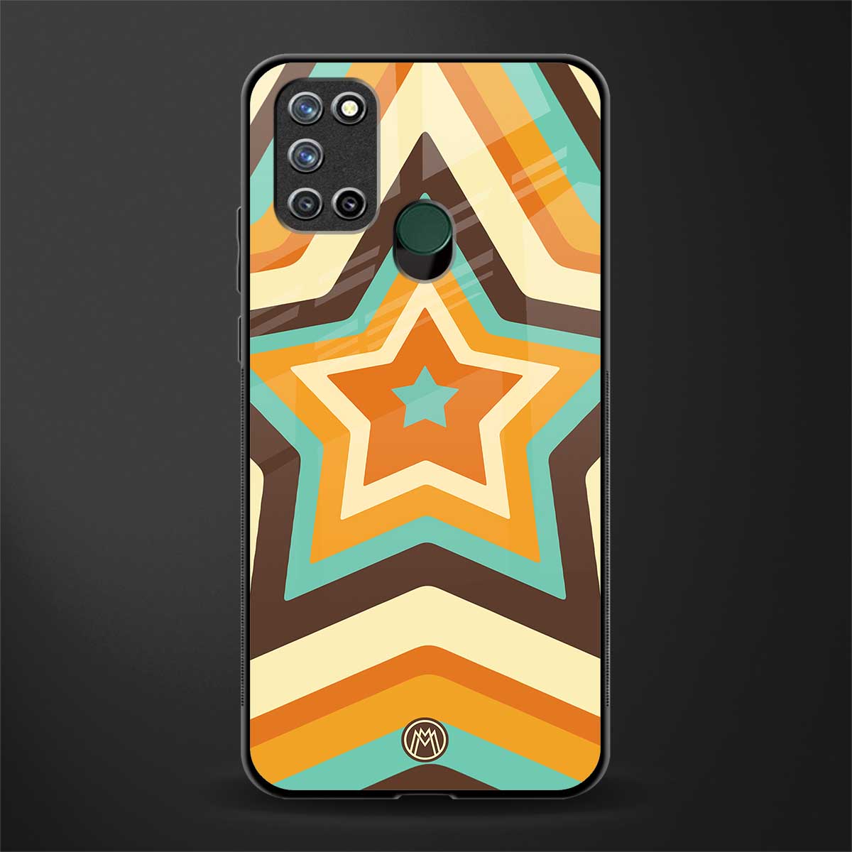 y2k orange brown stars glass case for realme 7i image