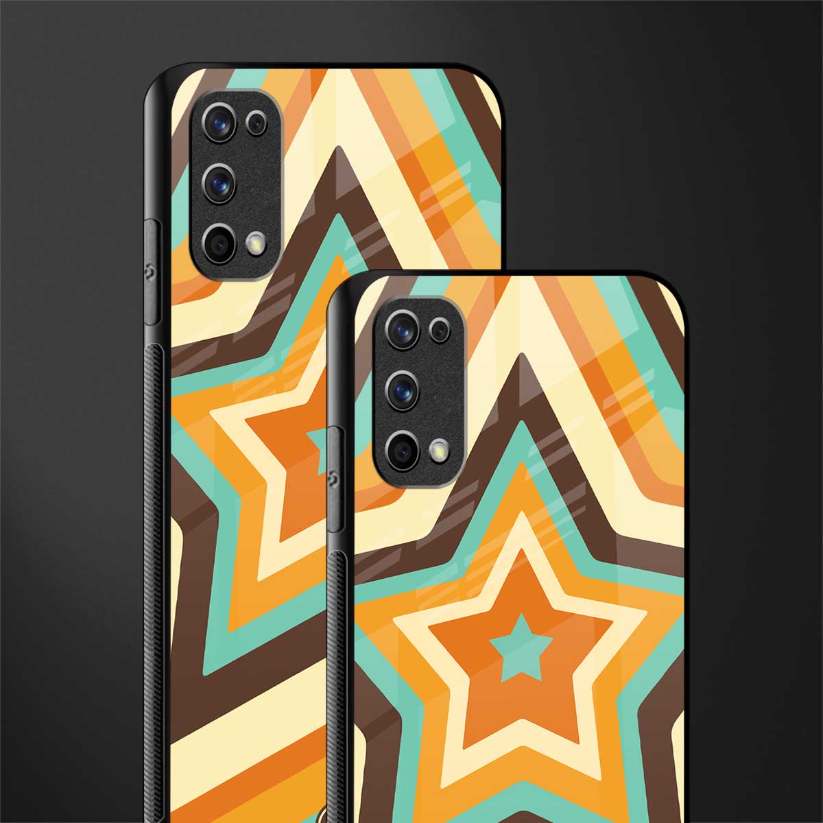 y2k orange brown stars glass case for realme 7 pro image-2