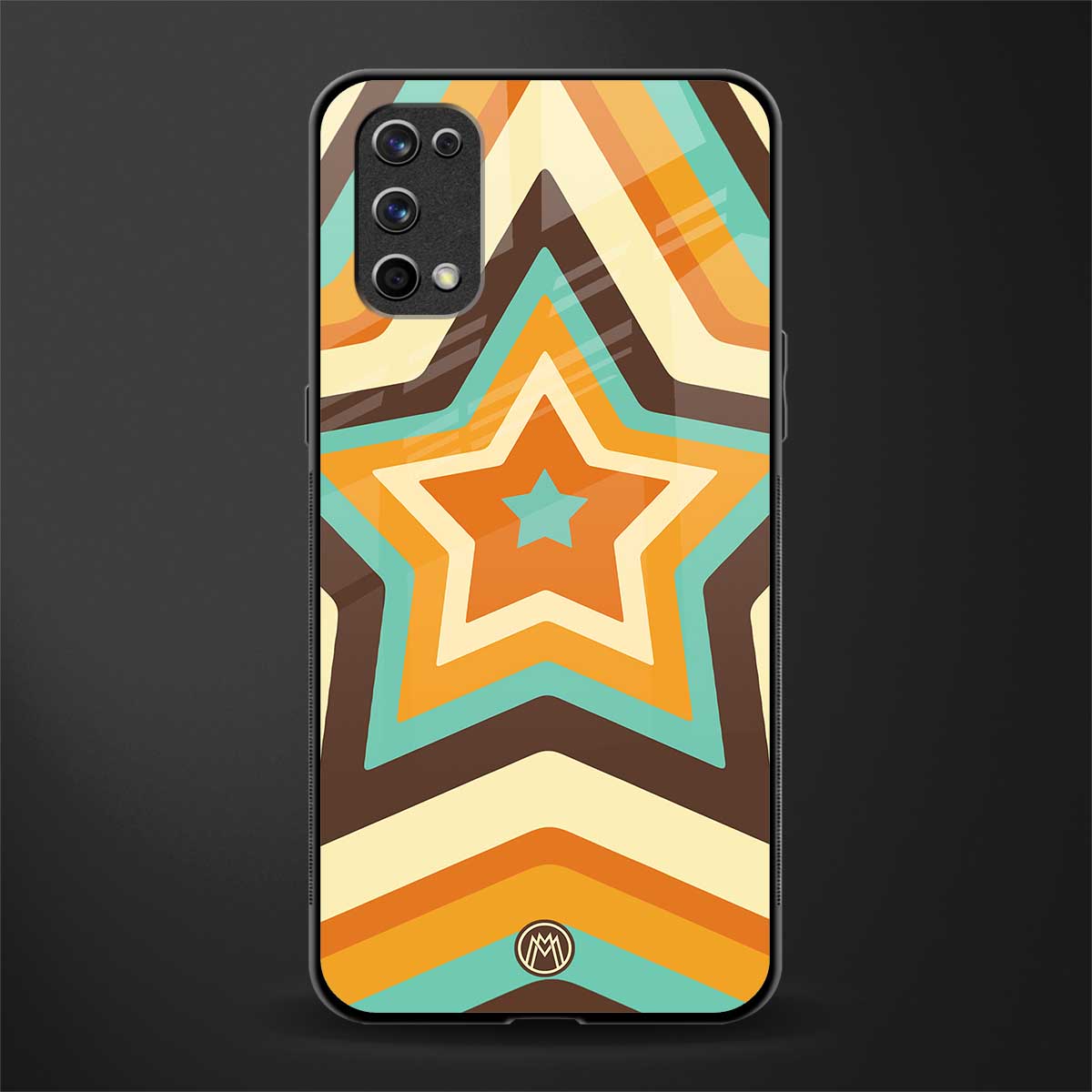 y2k orange brown stars glass case for realme 7 pro image