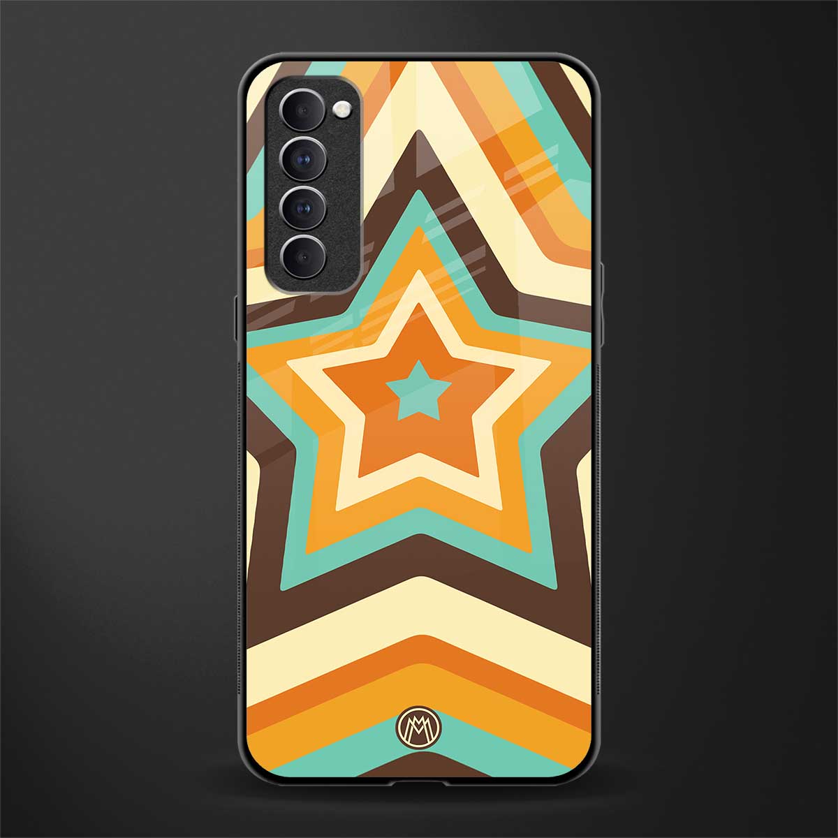 y2k orange brown stars glass case for oppo reno 4 pro image