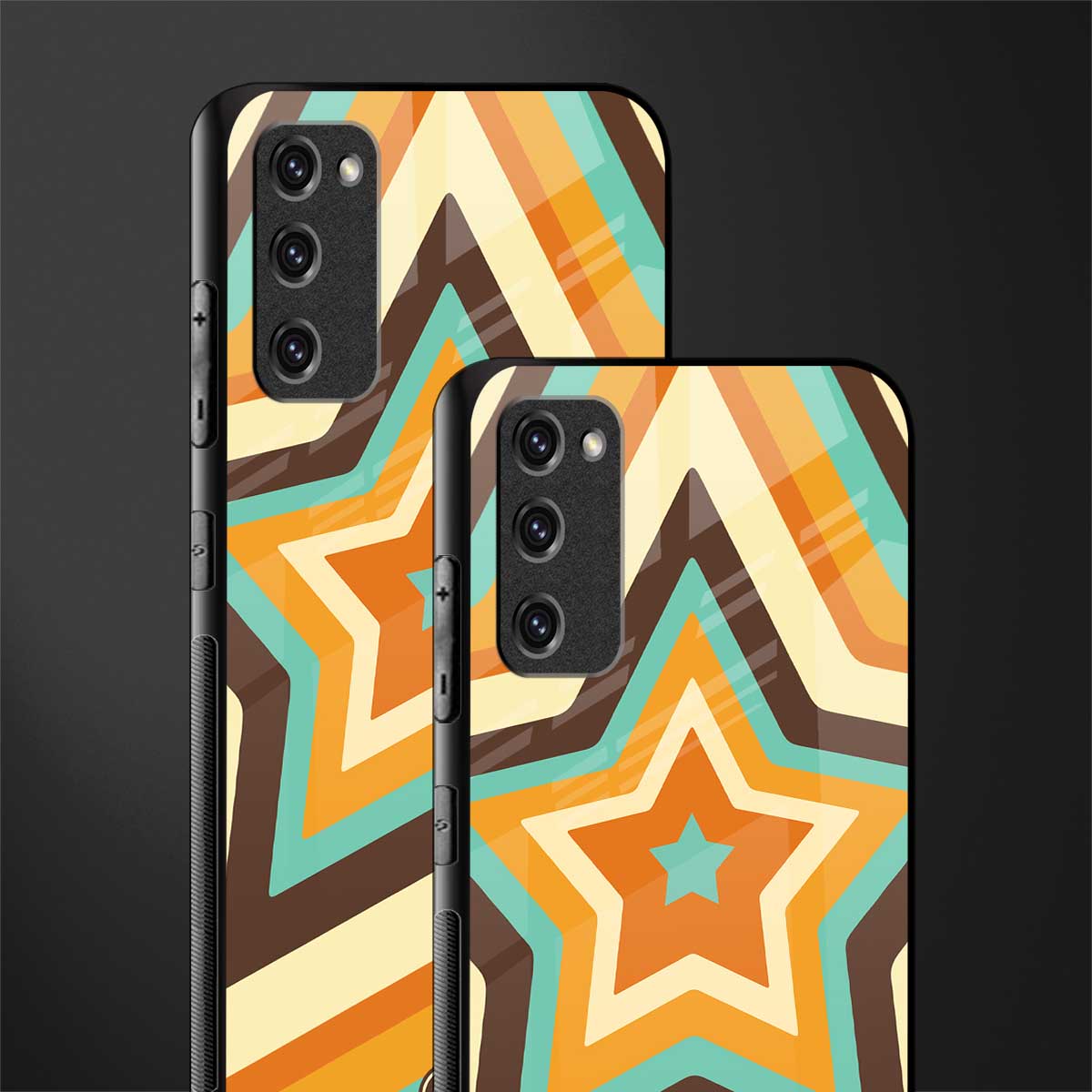 y2k orange brown stars glass case for samsung galaxy s20 fe image-2