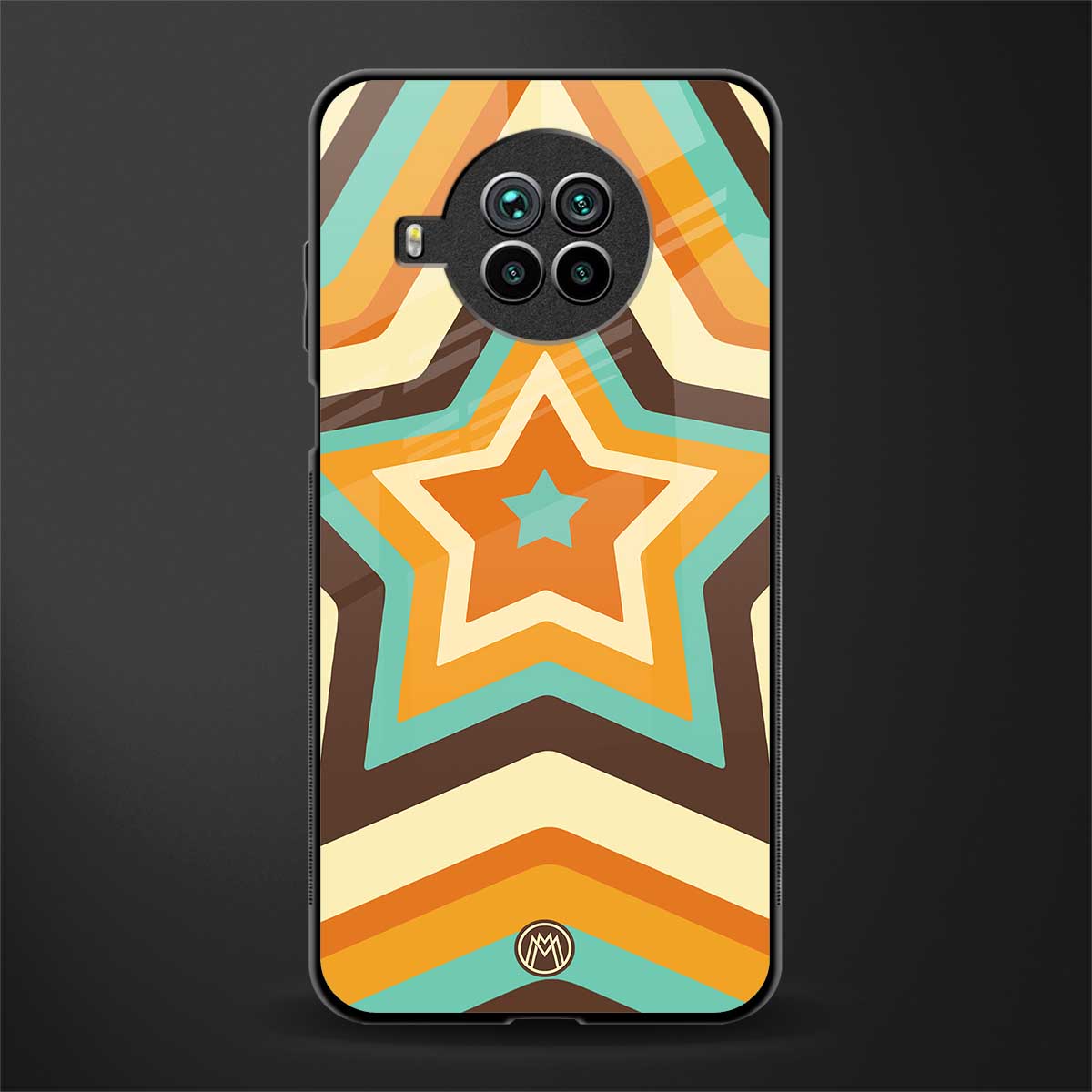 y2k orange brown stars glass case for mi 10i image