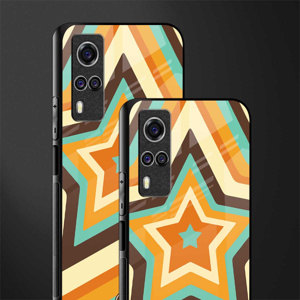y2k orange brown stars glass case for vivo y53s image-2