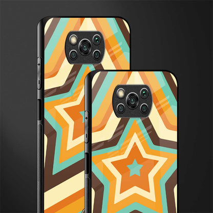 y2k orange brown stars glass case for poco x3 image-2